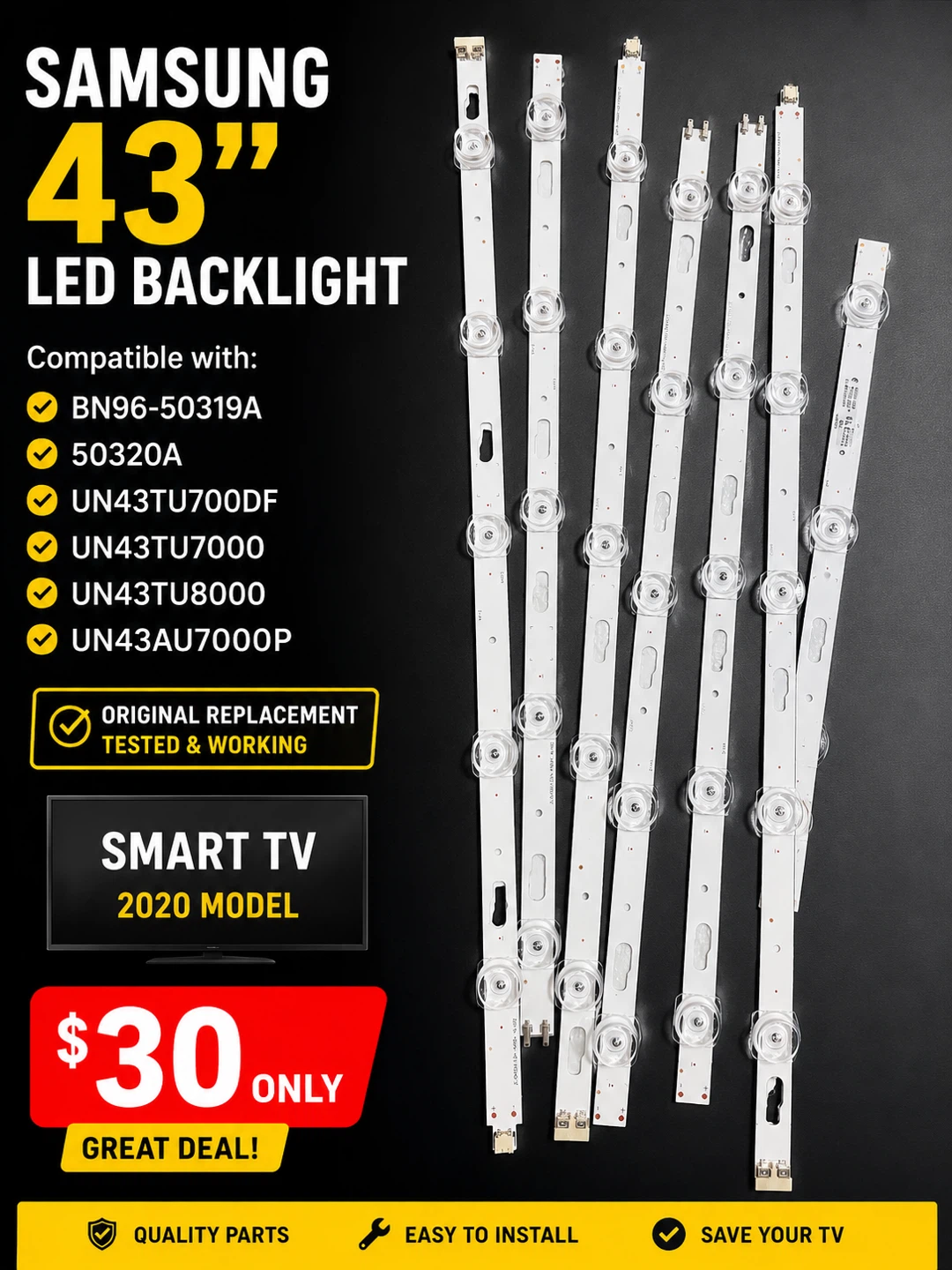 Backlight led smart tv replacement