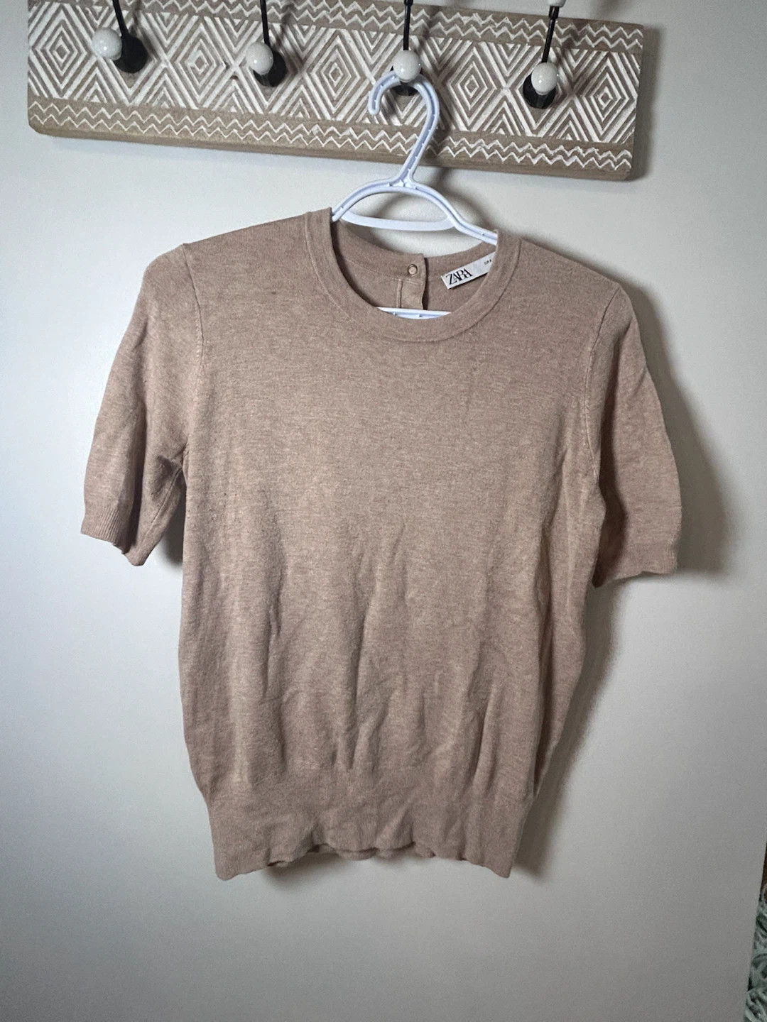 Zara Short Sleeve Button Back Sweater