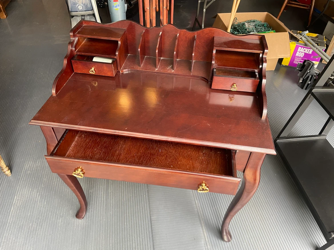 Dark Wood Writing Desk with Drawers