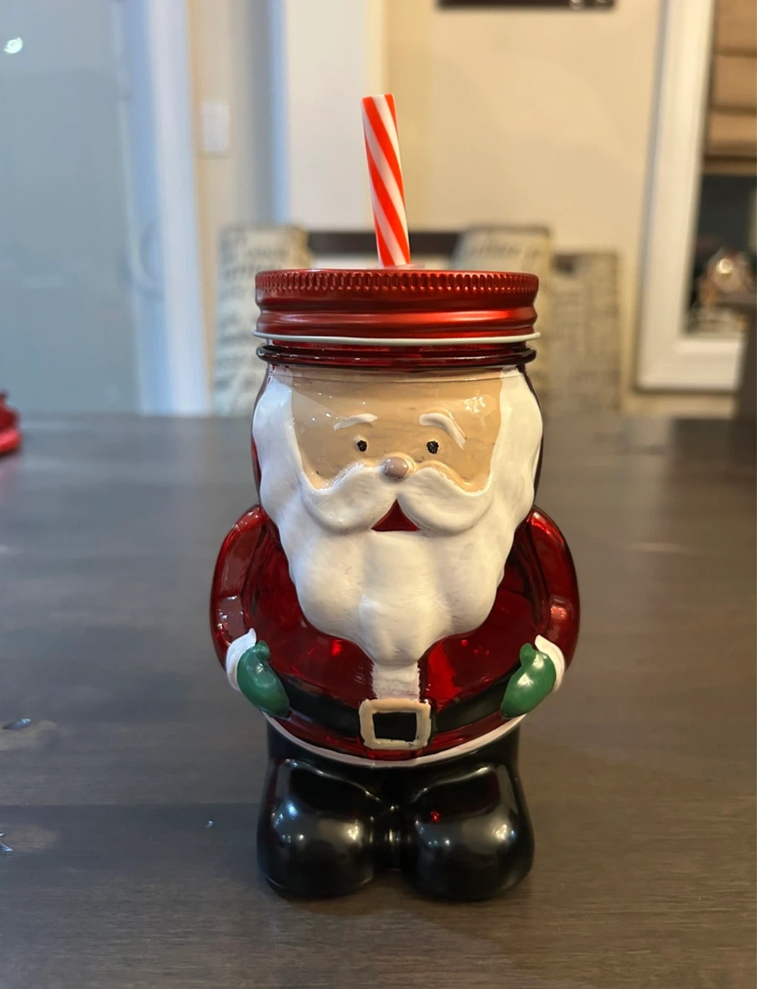Santa Mason Jar Tumbler with Straw
