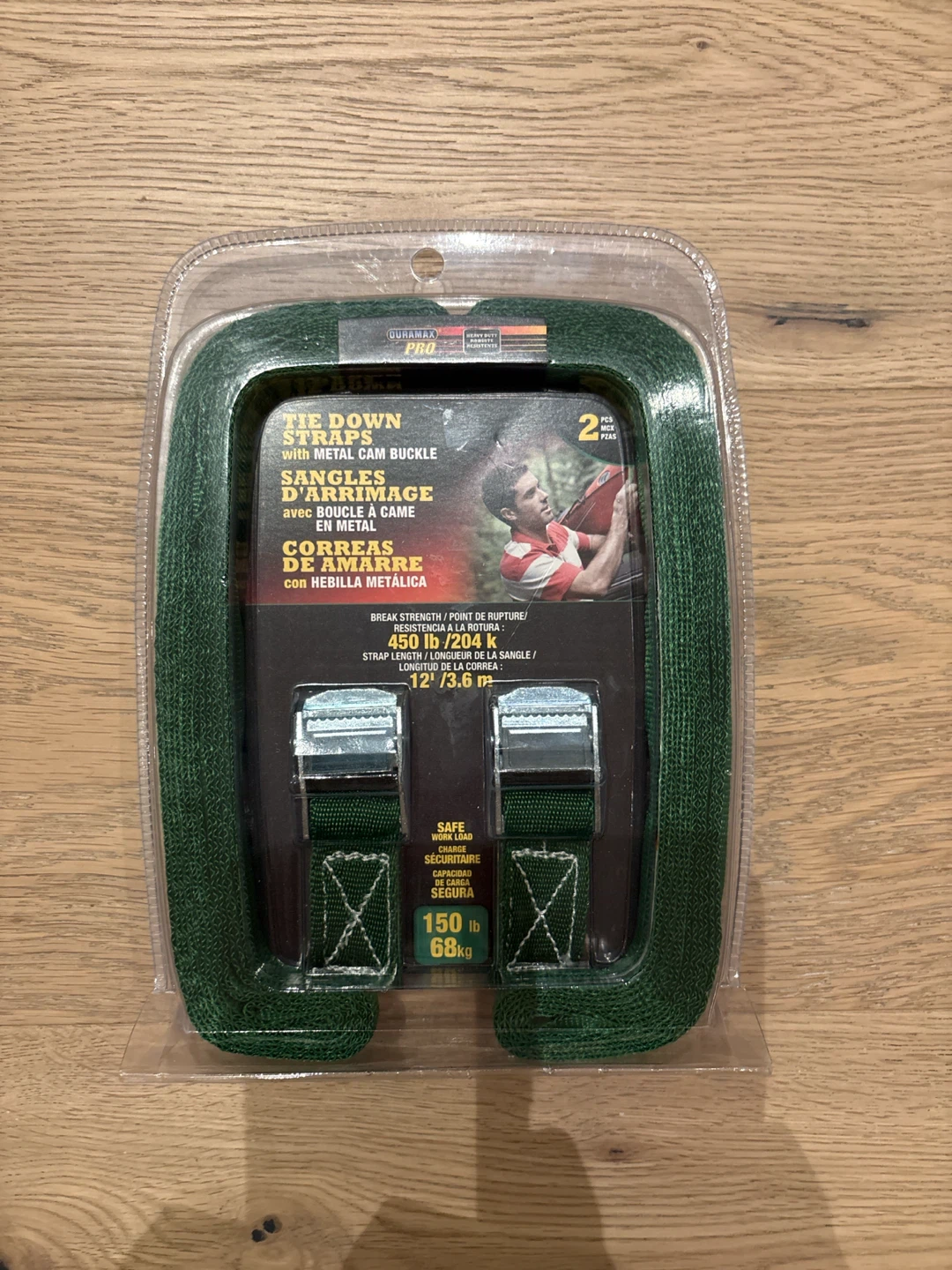 (Brand new! Unopened) Tie down straps with metal clam buckle