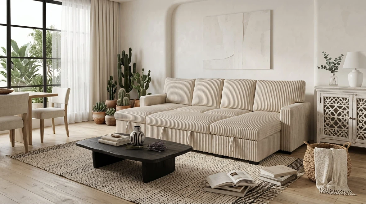 U-Shaped Sectional Sofa with Storage