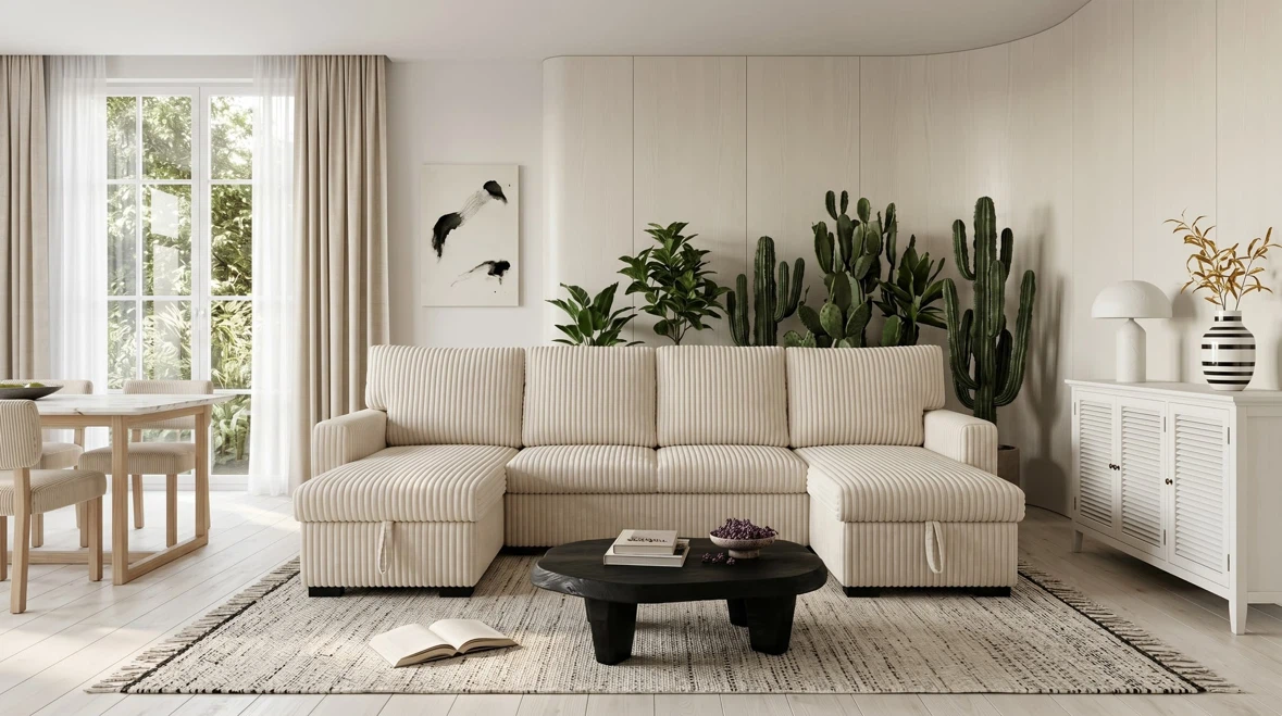 U-Shaped Sectional Sofa with Storage - photo 2