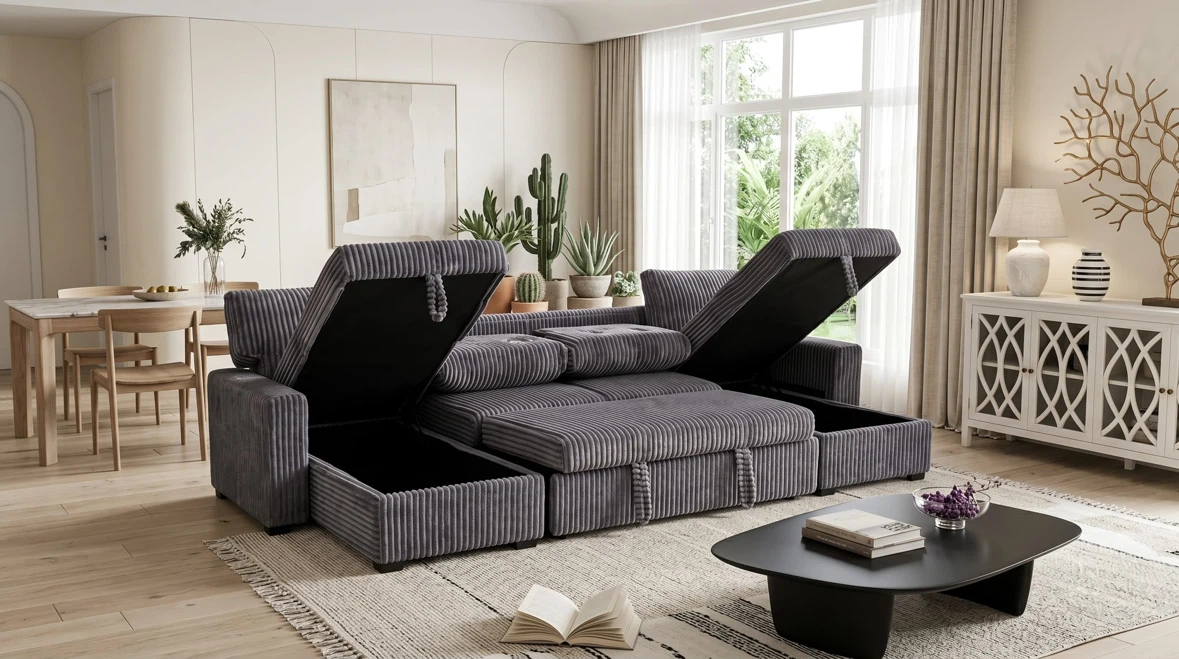 U-Shaped Sectional Sofa with Storage - photo 3