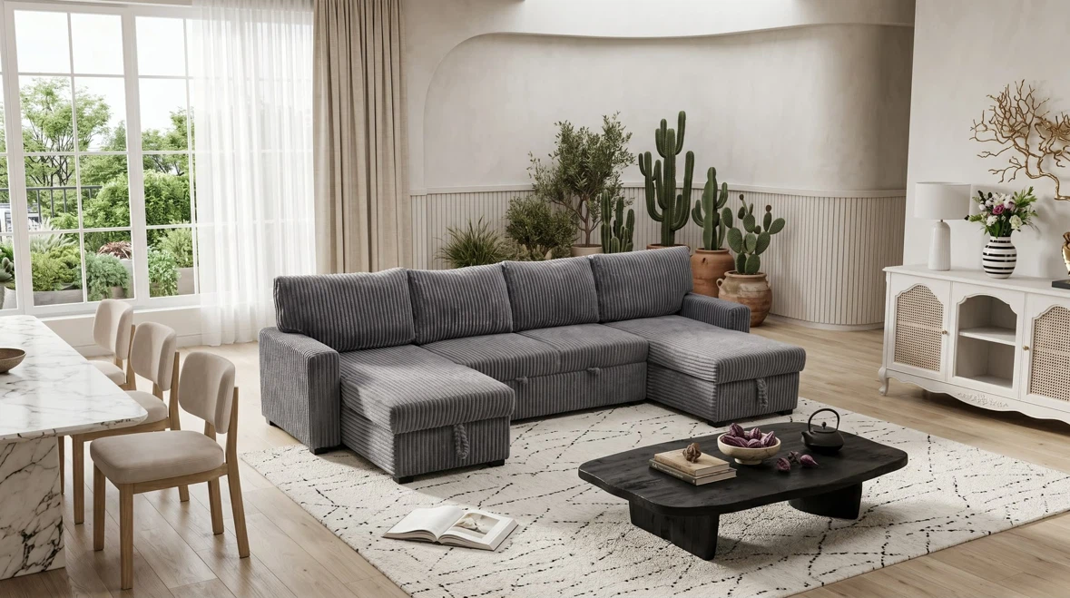 U-Shaped Sectional Sofa with Storage - photo 4