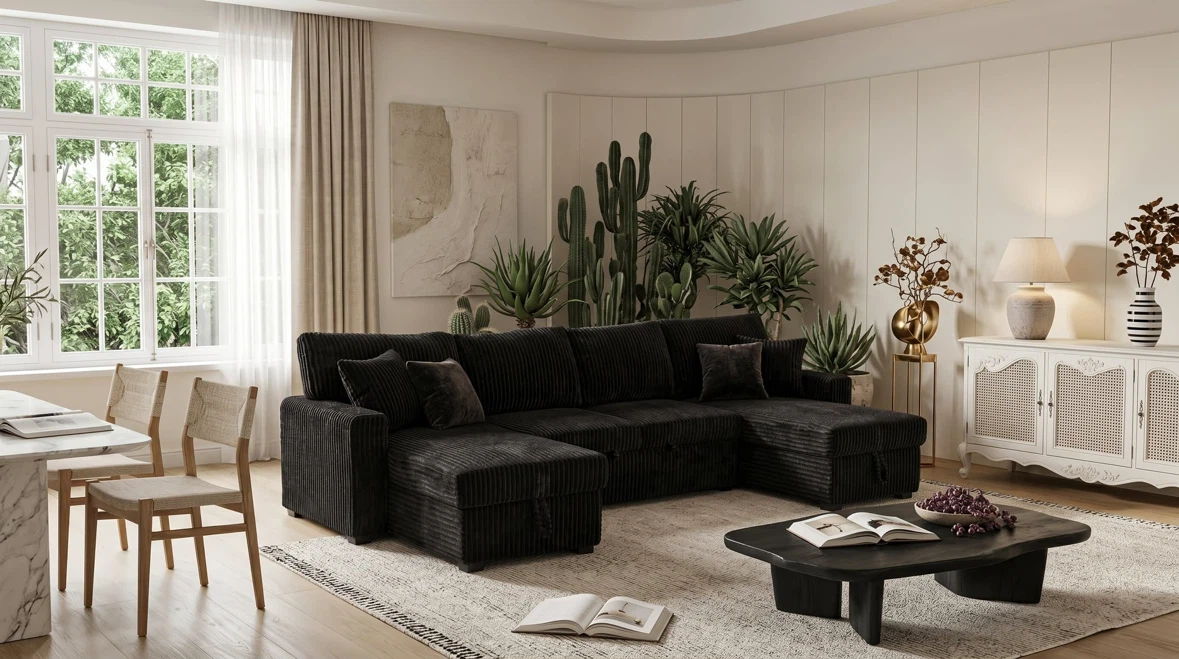 U-Shaped Sectional Sofa with Storage - photo 5