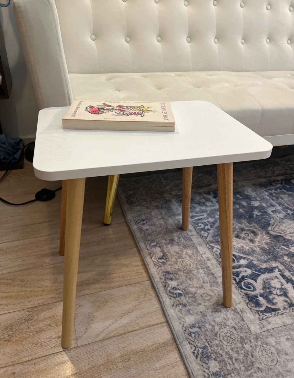 White End Table with Wooden Legs - photo 2