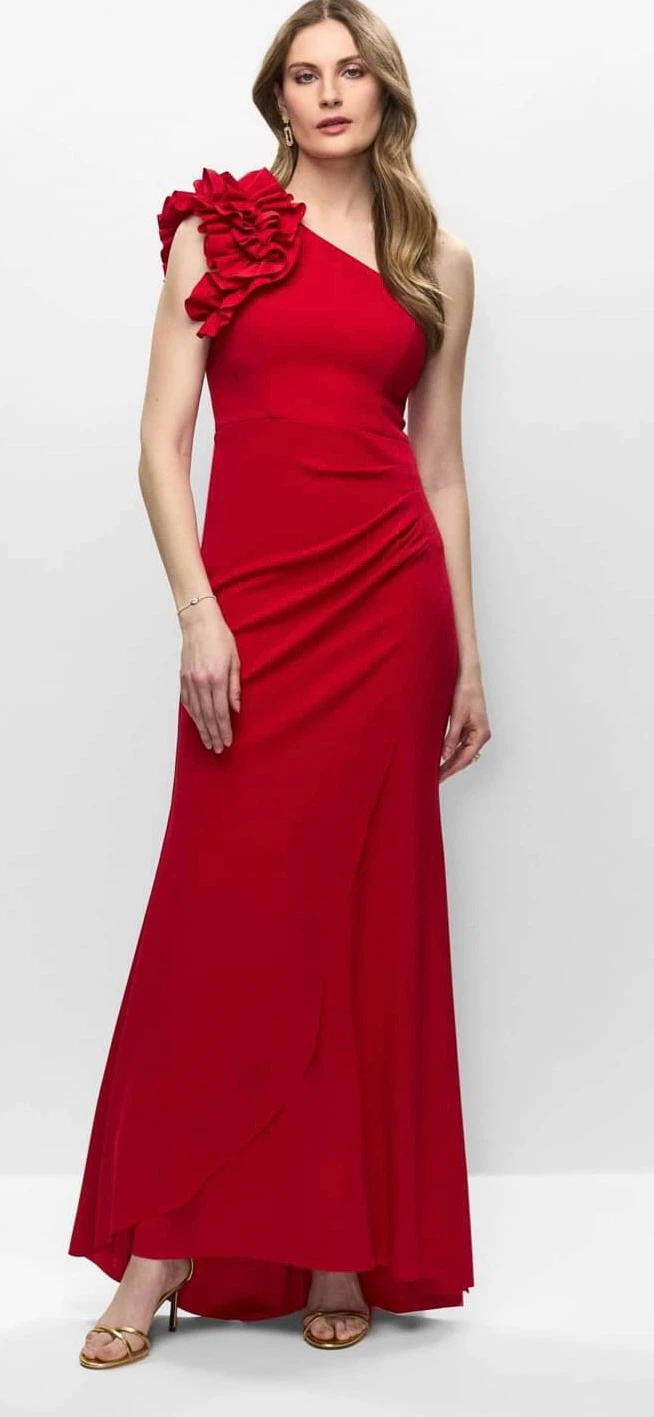 Melanie Lyne Red Ruffle One-Shoulder Gown - photo 3