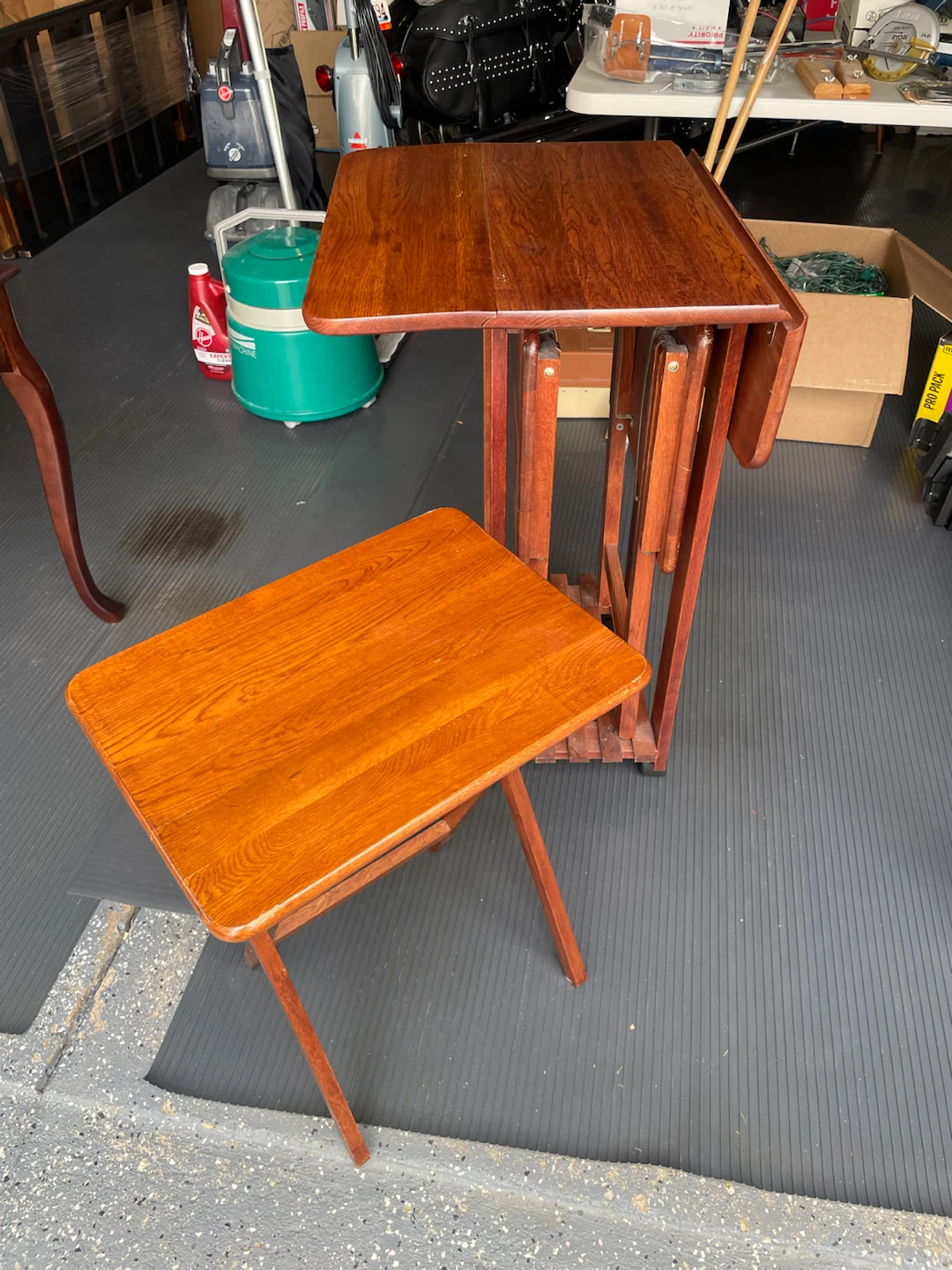 Vintage Wooden TV Tray Table Set