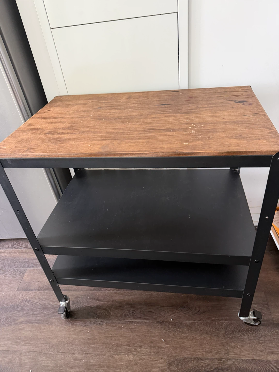 Rolling Kitchen Cart with Wood Top