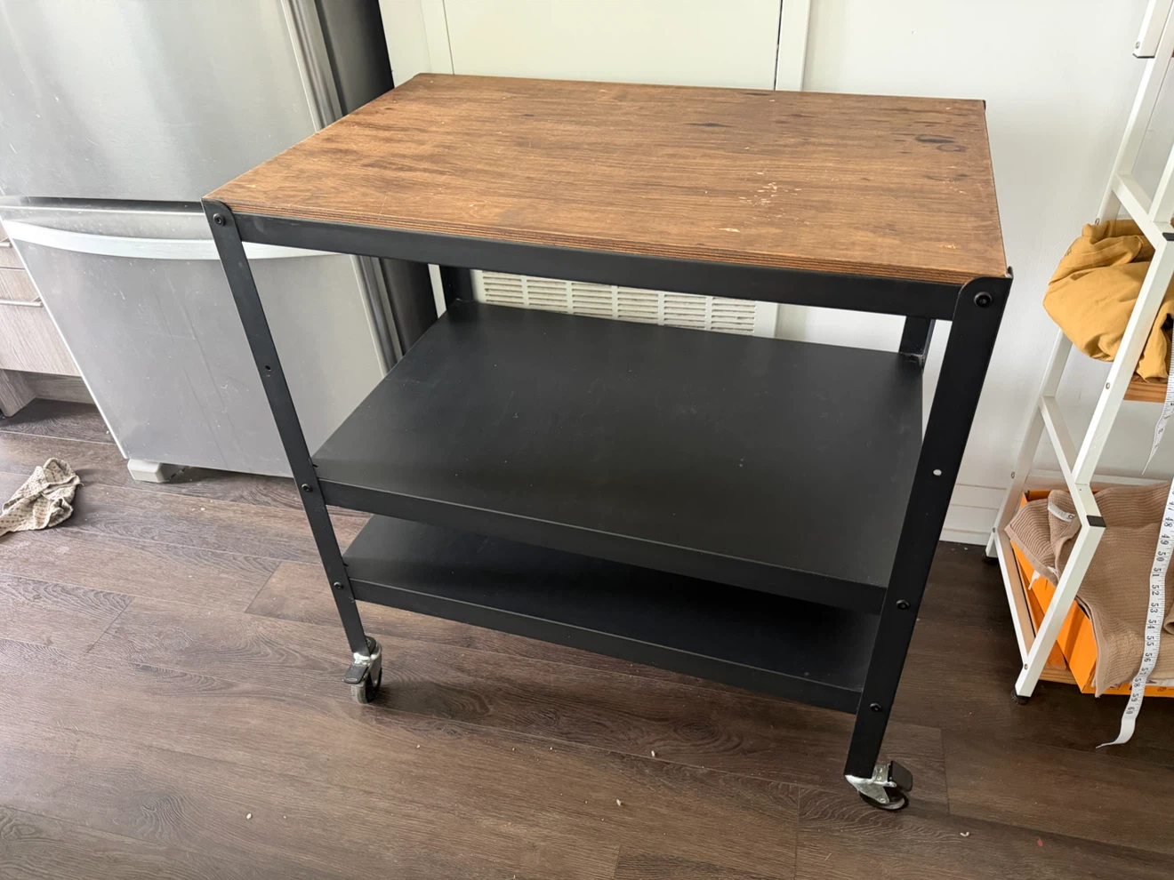 Rolling Kitchen Cart with Wood Top - photo 2