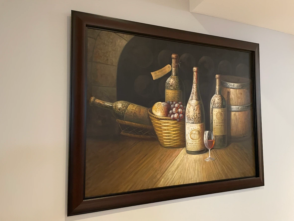 Framed Vintage Wine Still Life Painting - photo 3