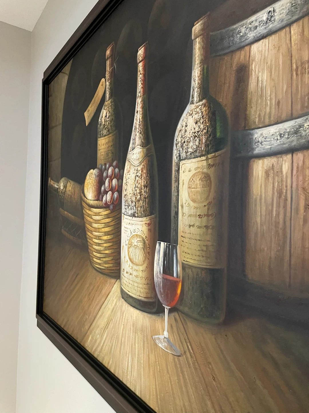 Framed Vintage Wine Still Life Painting - photo 4