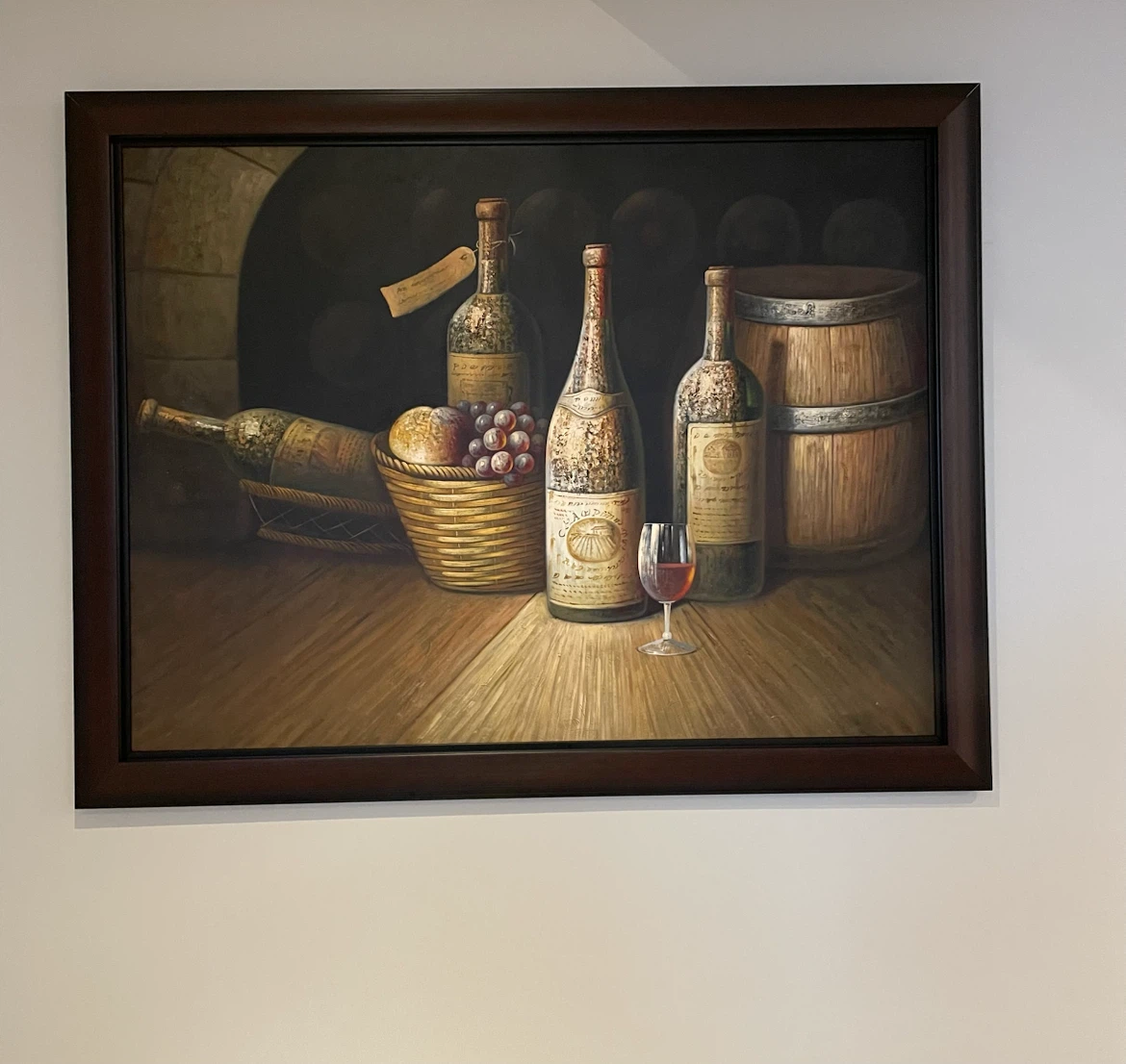 Framed Vintage Wine Still Life Painting - photo 5