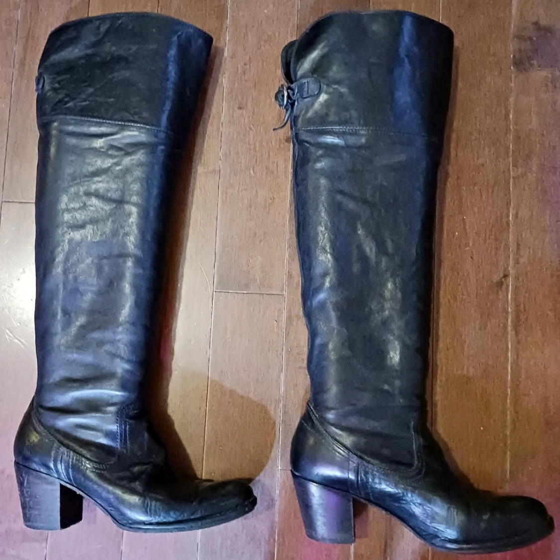 Frye Lucinda Black Leather Over-the-Knee Boots