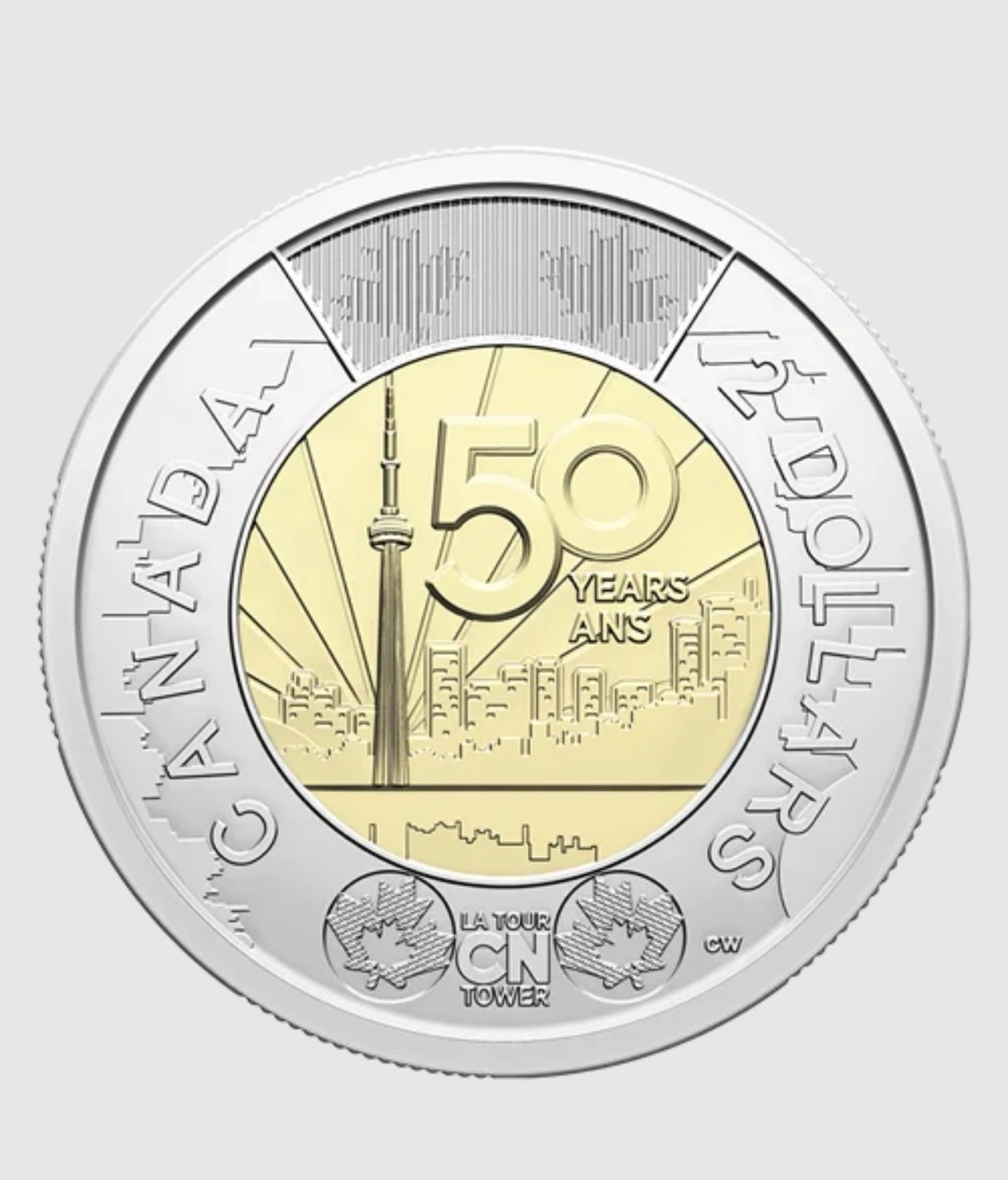 Canada 50th Anniversary CN Tower Dollar Coin- Non Coloured