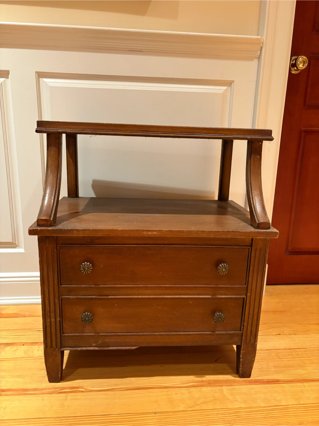 Vintage Wooden Nightstand with Drawers