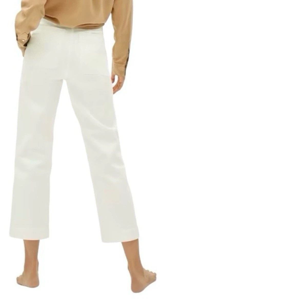 Everlane Straight-Leg Crop Pant Bone Cotton High-Rise Pant Sz 6 - photo 2