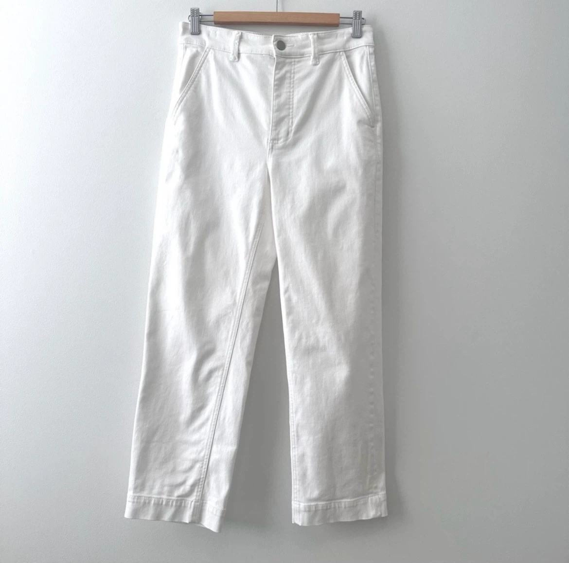 Everlane Straight-Leg Crop Pant Bone Cotton High-Rise Pant Sz 6 - photo 3