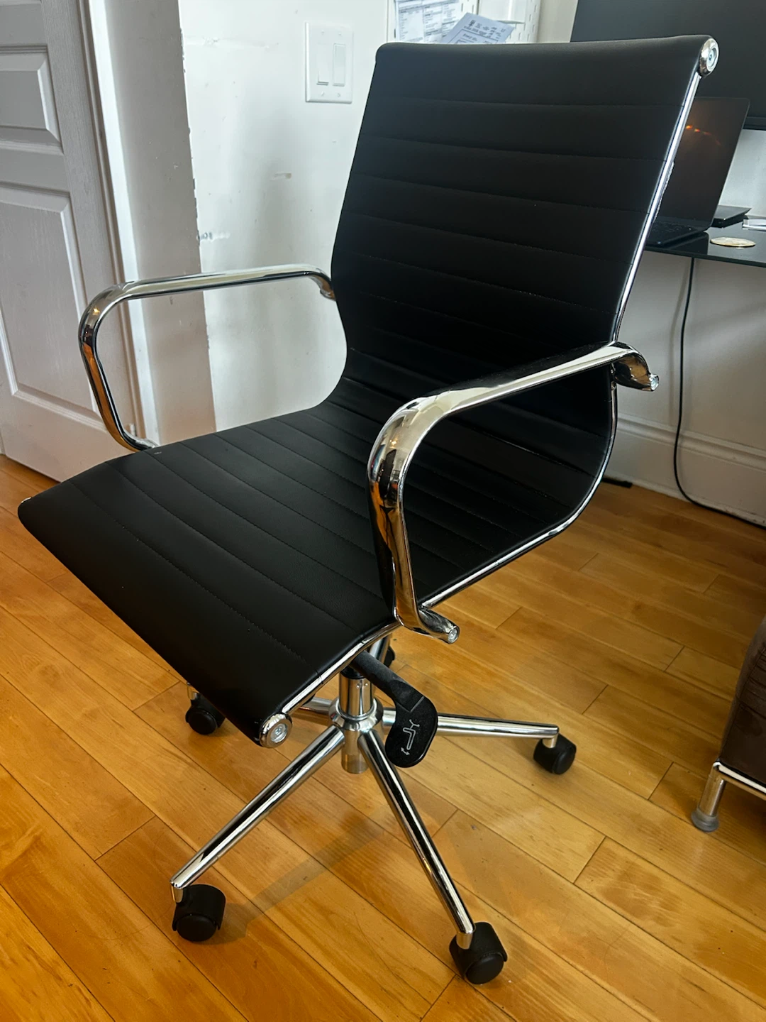 Moving Sale! Black Office Chair with Chrome Accents - photo 3