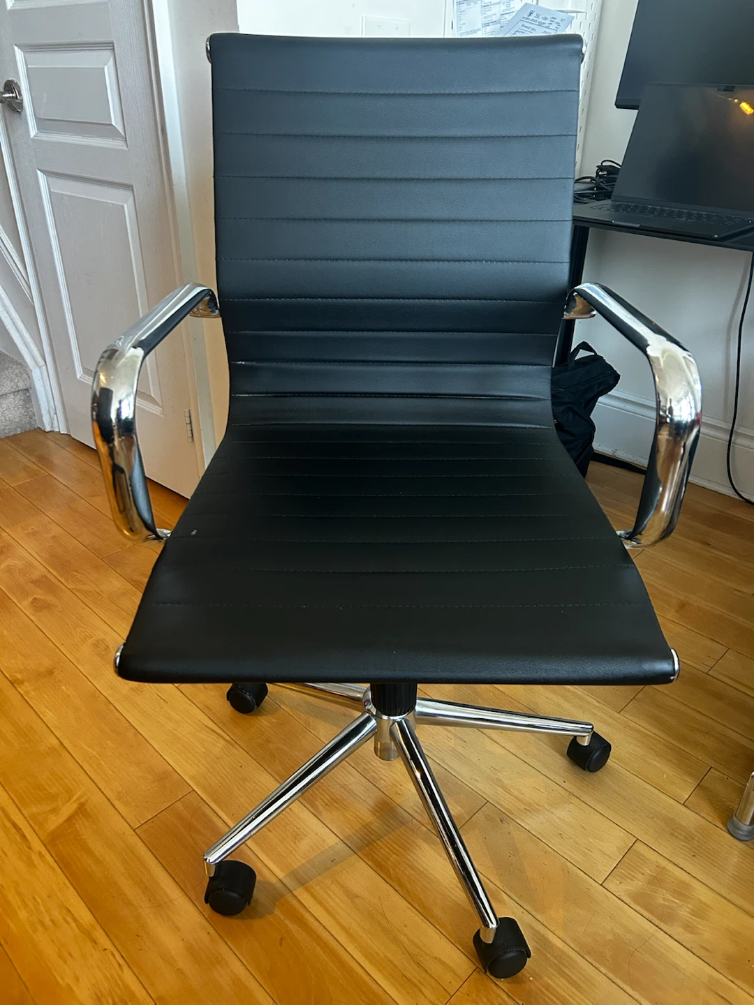 Moving Sale! Black Office Chair with Chrome Accents