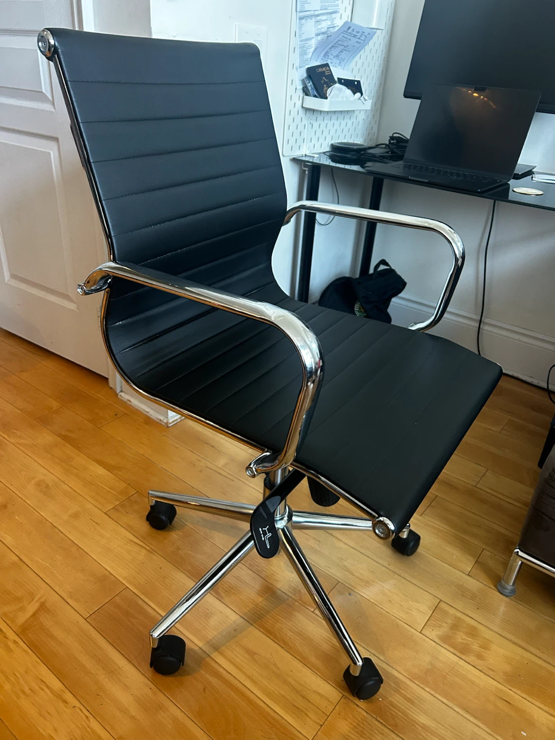 Moving Sale! Black Office Chair with Chrome Accents - photo 4
