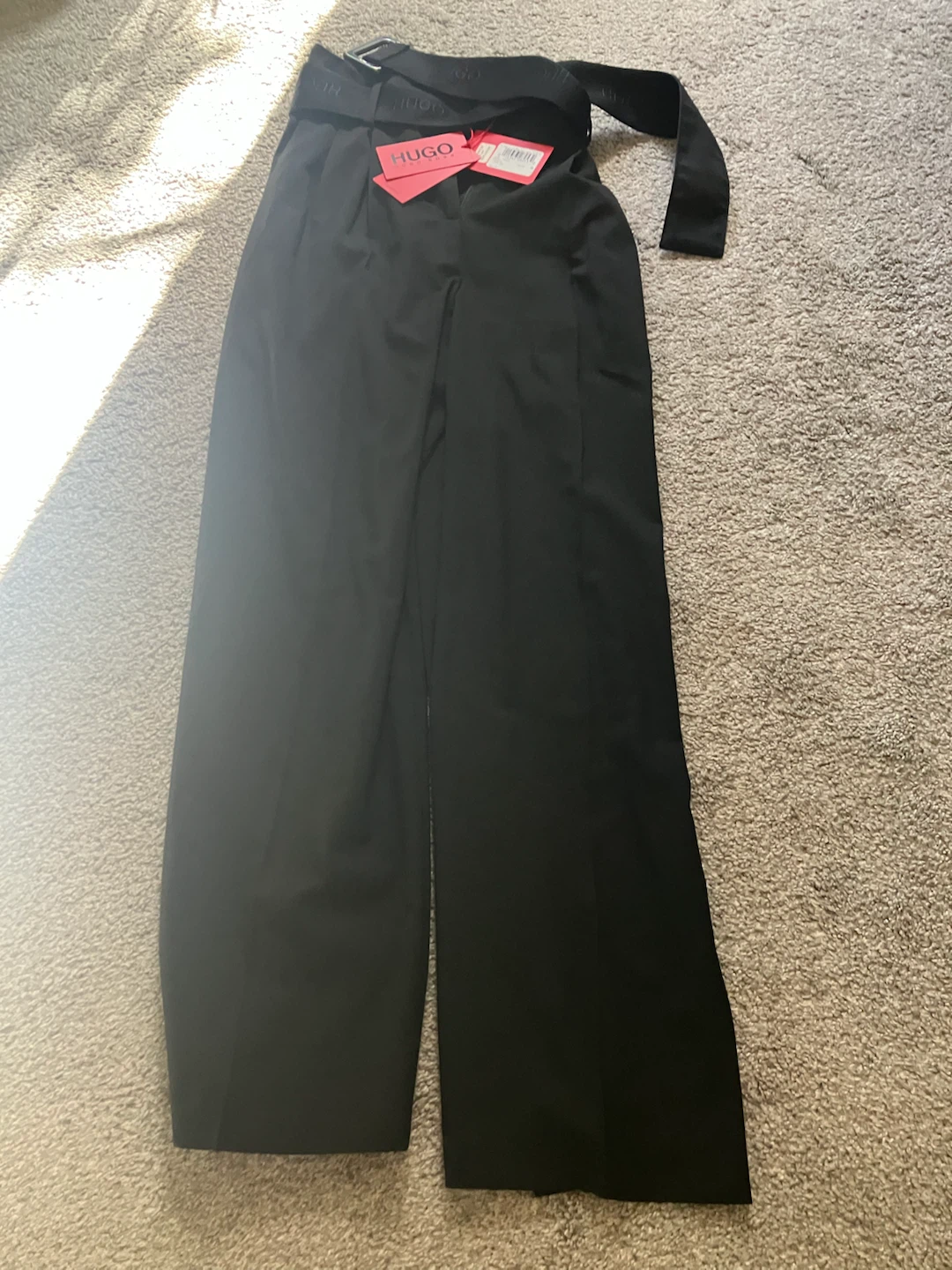 HUGO BOSS Black Wide Leg Pants with Belt Size 34 - photo 2