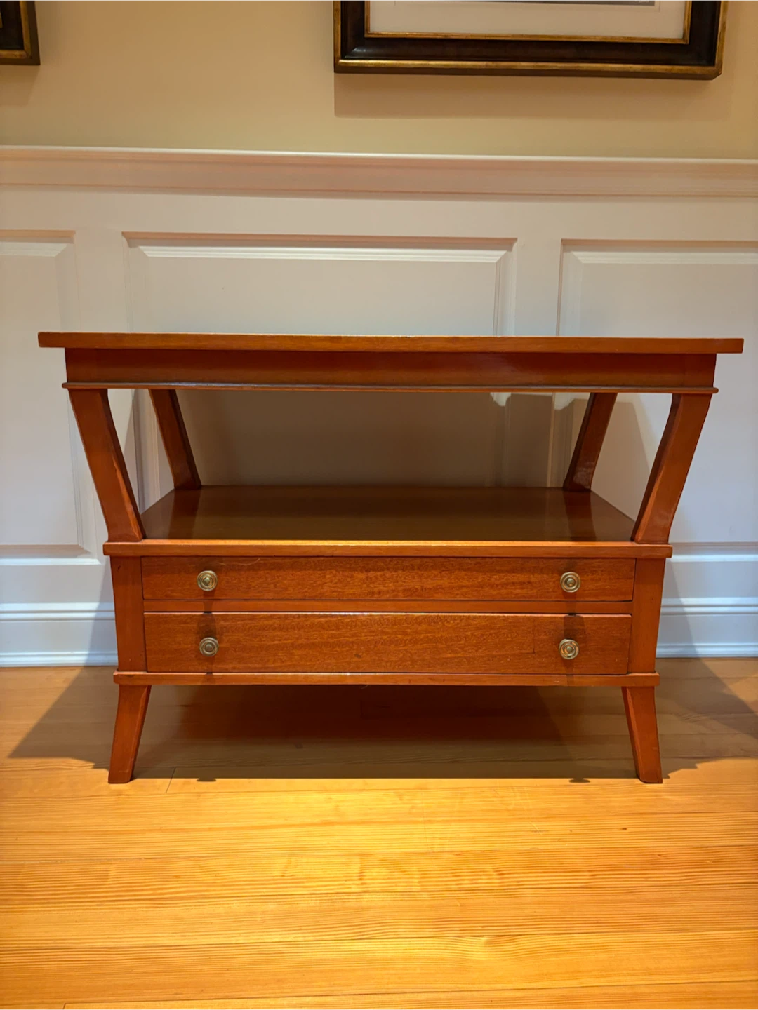 Vintage Mid-Century Modern Solid Cherry Tiered Nightstand