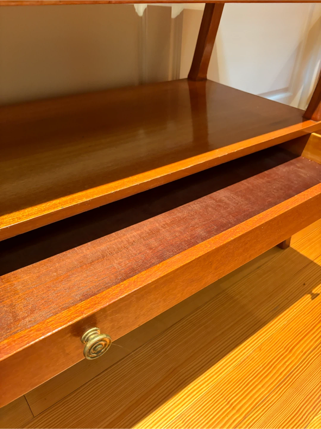 Vintage Mid-Century Modern Solid Cherry Tiered Nightstand - photo 4
