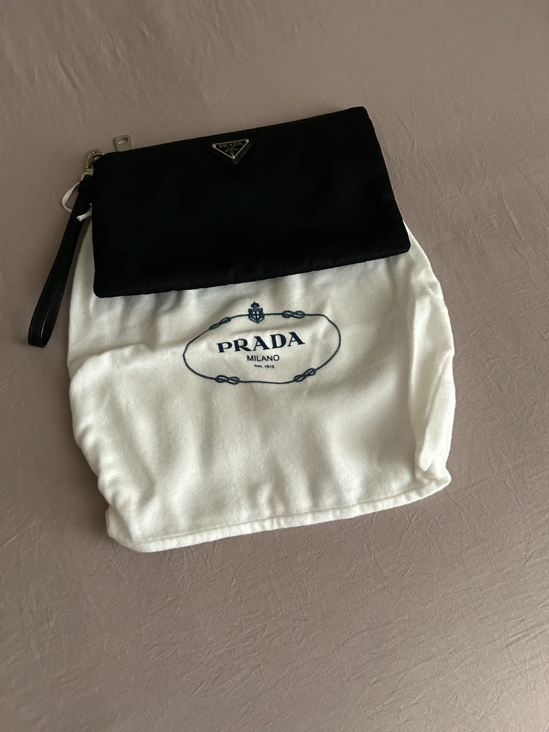 Prada Black Nylon Wristlet Pouch