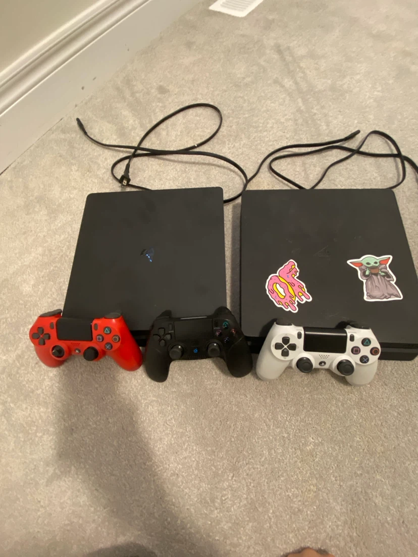 2 PS4 slims plus controllers - photo 2