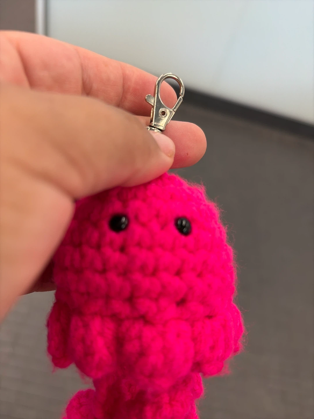 Crocheted Pink Jellyfish Keychain - photo 2
