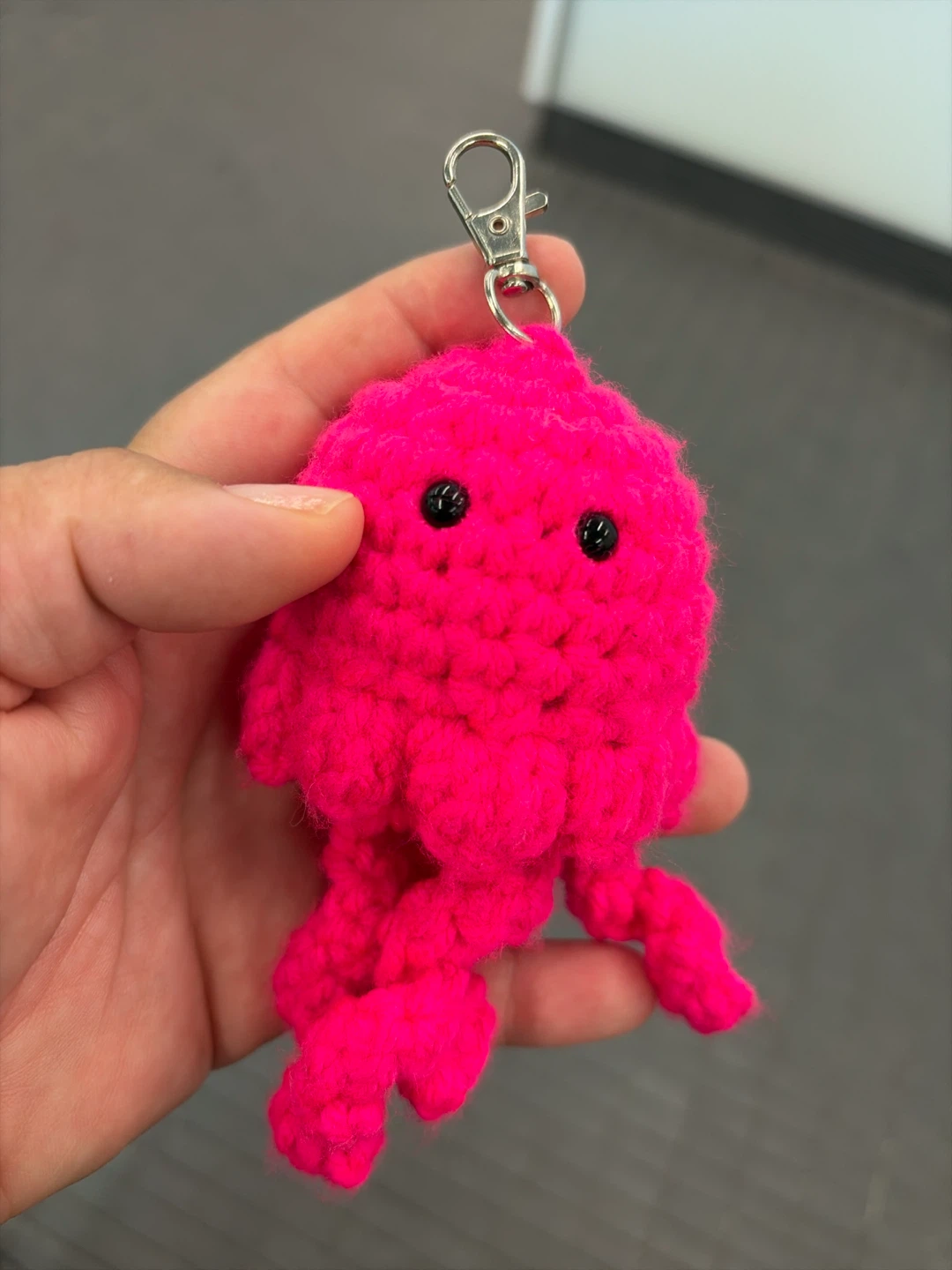 Crocheted Pink Jellyfish Keychain - photo 3