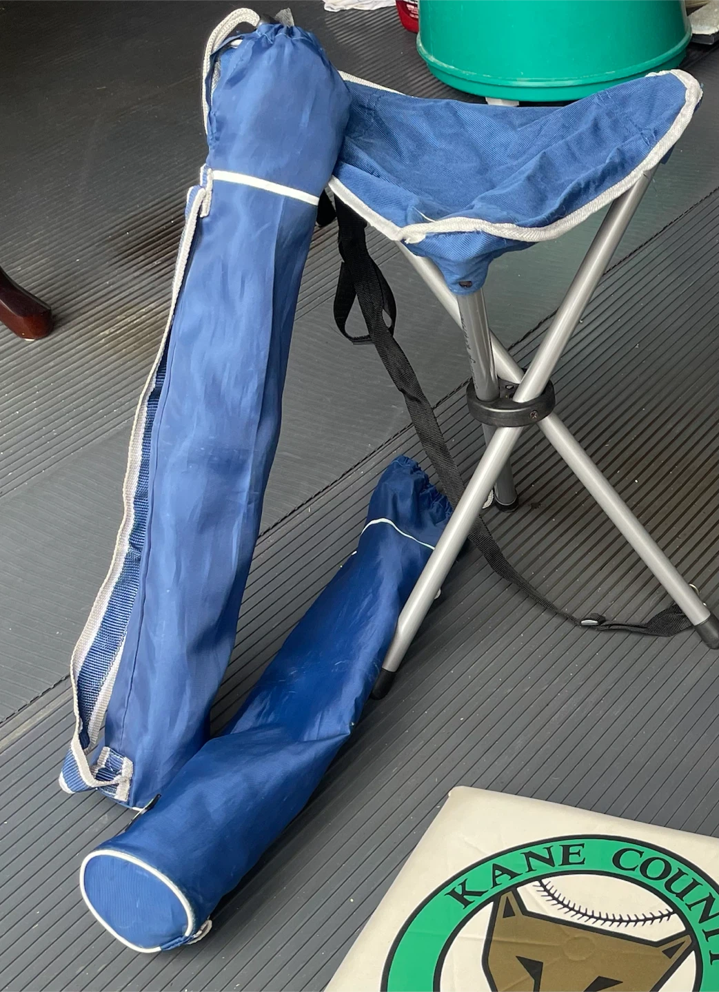 Blue Folding Camp Stools with Carrying Bags