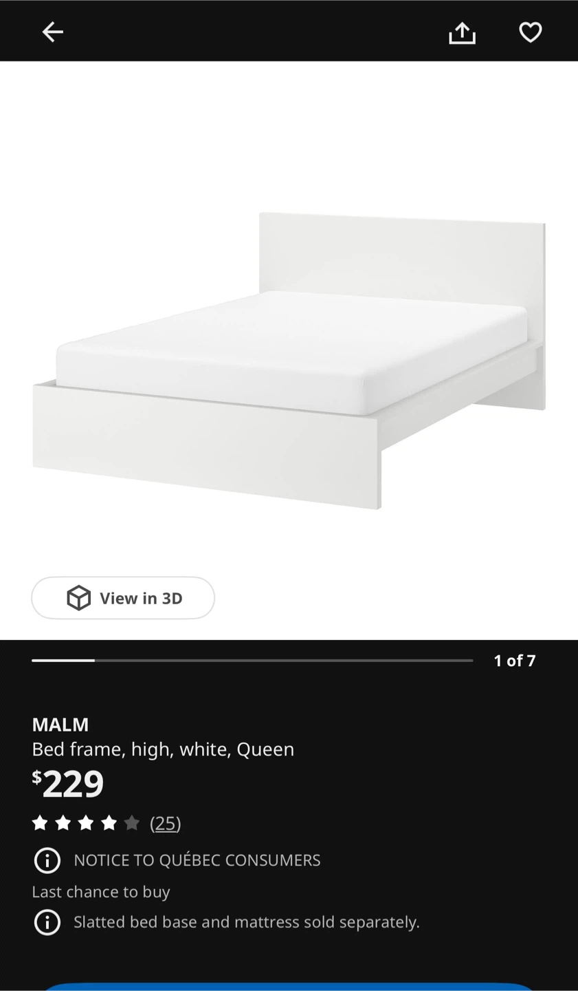 IKEA MALM Queen Bed Frame (White) – Like New - photo 5