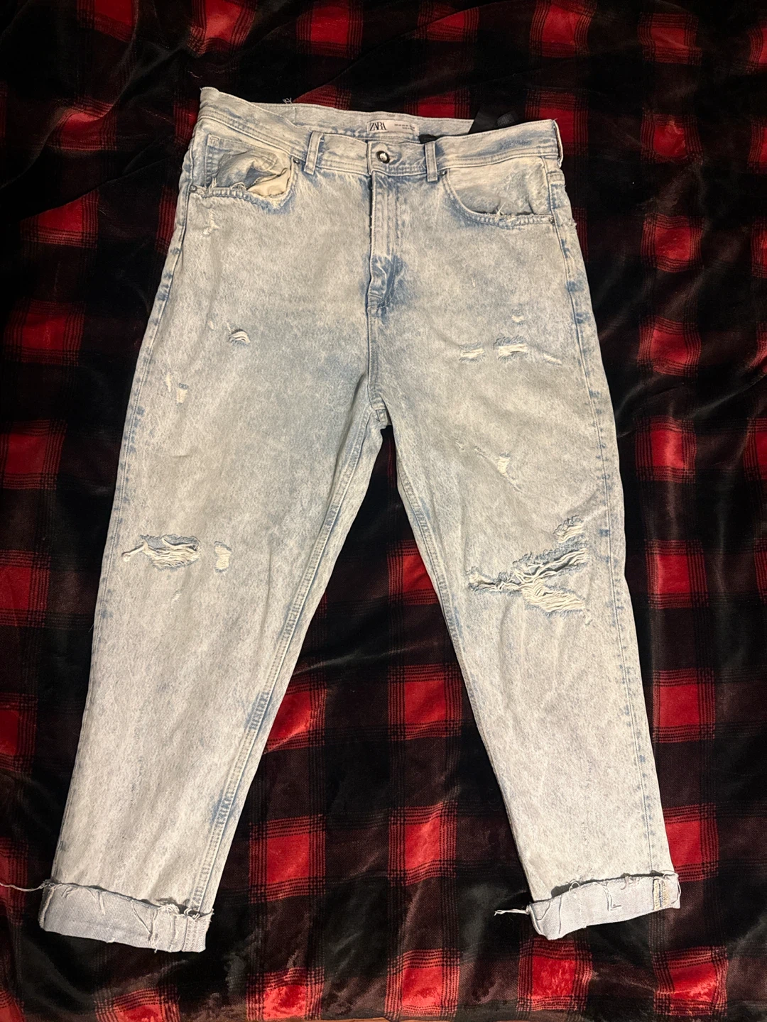 ZARA Distressed Acid Wash Jeans