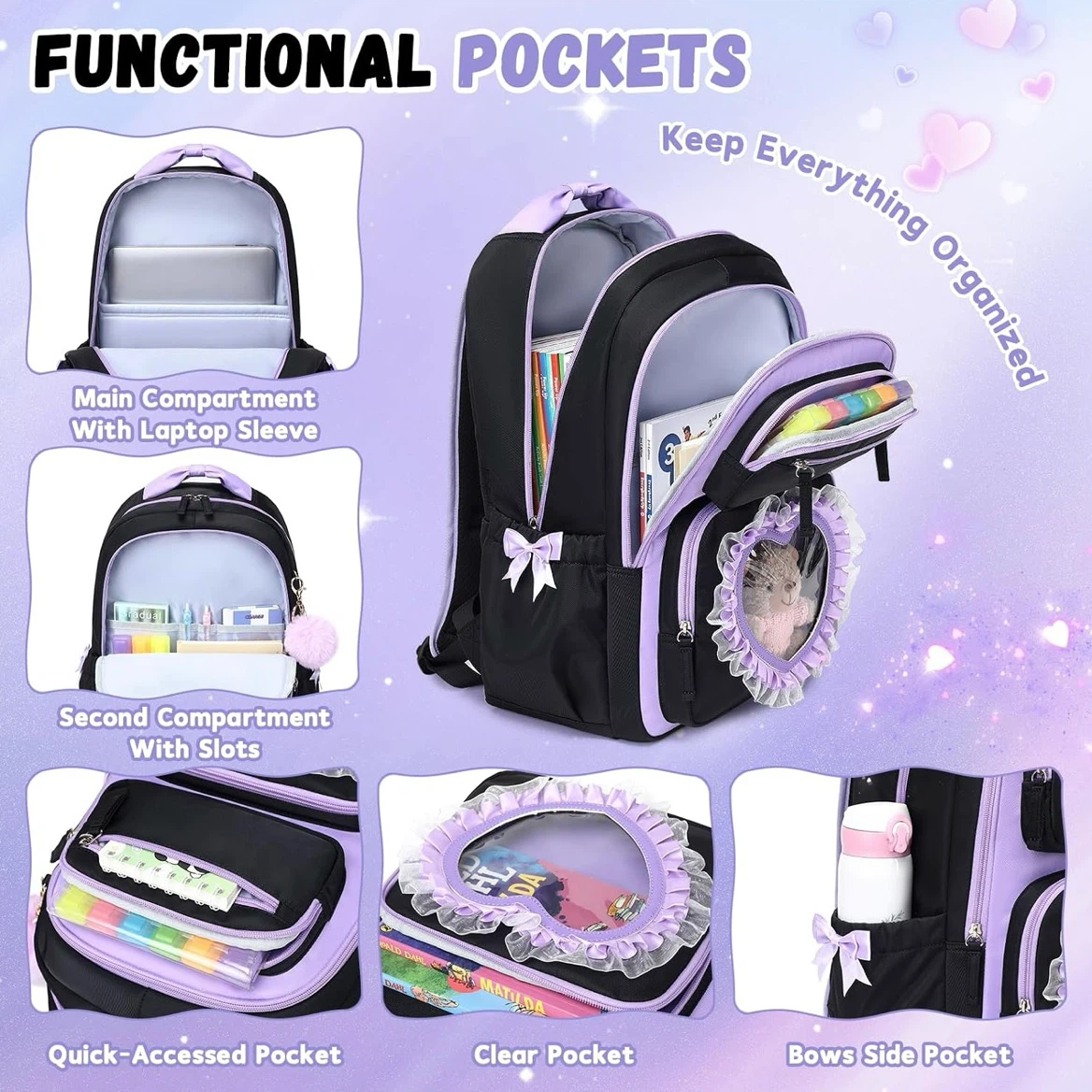 Brand New Purple & Black Backpack - photo 4
