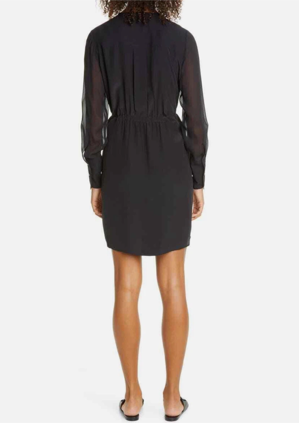Club Monaco Black  Silk Long Sleeve Shirt Dress - photo 2