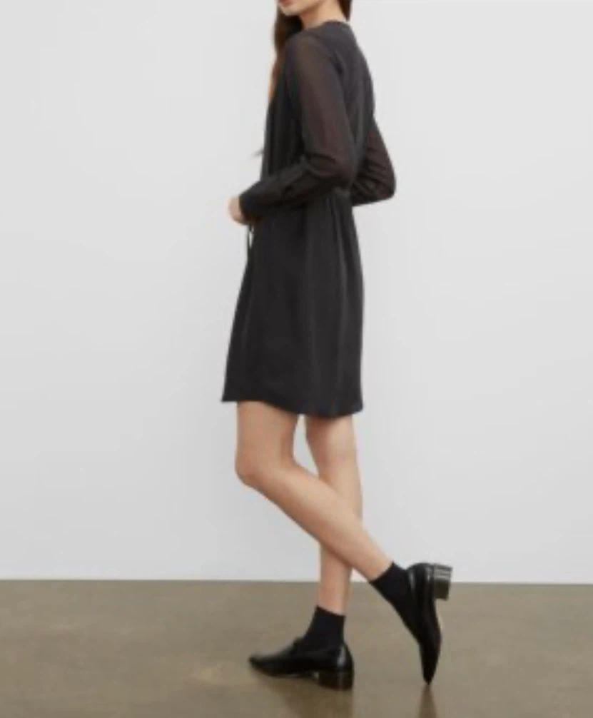 Club Monaco Black  Silk Long Sleeve Shirt Dress - photo 3