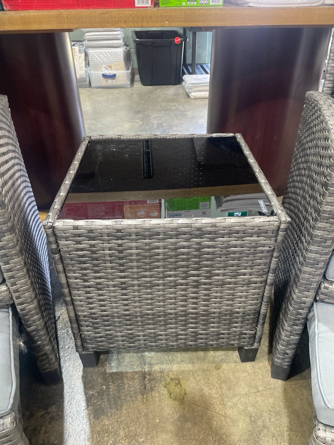 Grey Rattan Armchair with Ottoman - photo 3