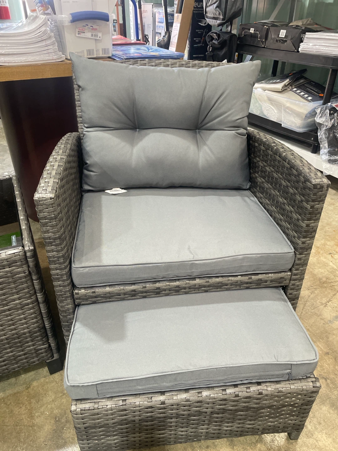 Grey Rattan Armchair with Ottoman - photo 4