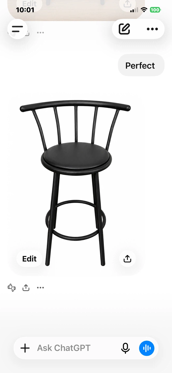 4 Black Bar Stool Padded Seat & Footrest