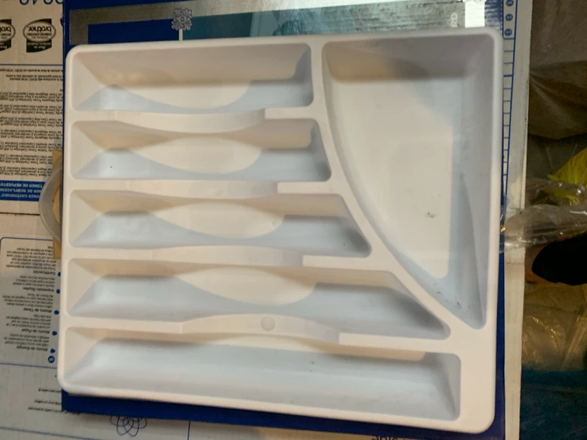 White Plastic Cutlery Organizer Tray