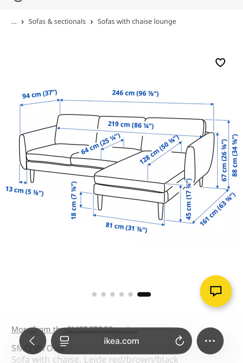 Ikea SMEDSTORP Sofa with Chaise - photo 4
