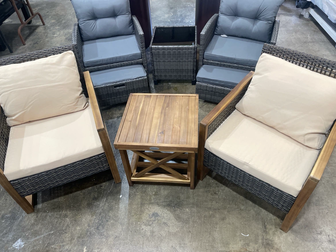 3pc Wicker Outdoor Armchair with Cushions