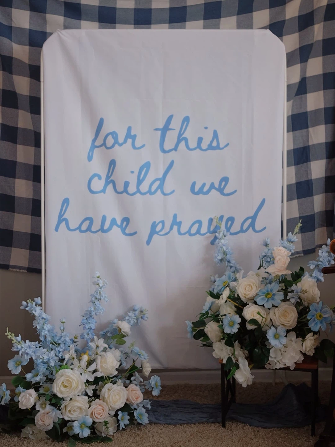 Decorative Backdrop "For this child we have prayed"