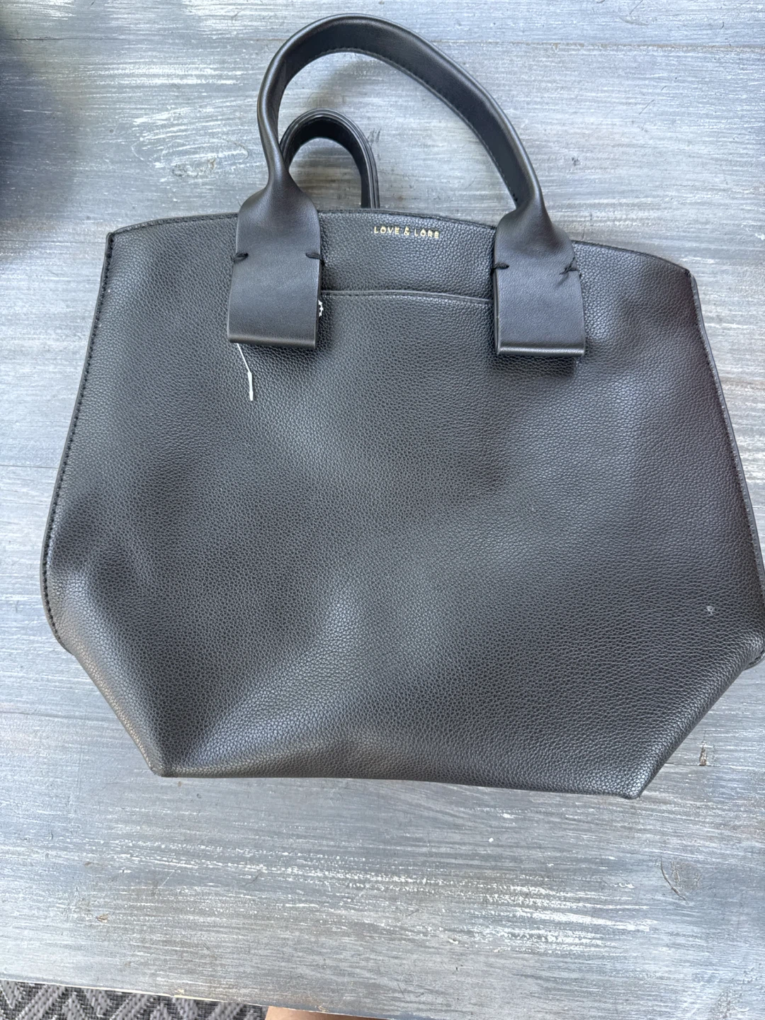 LOVE & LORE Black Faux Leather Tote Bag