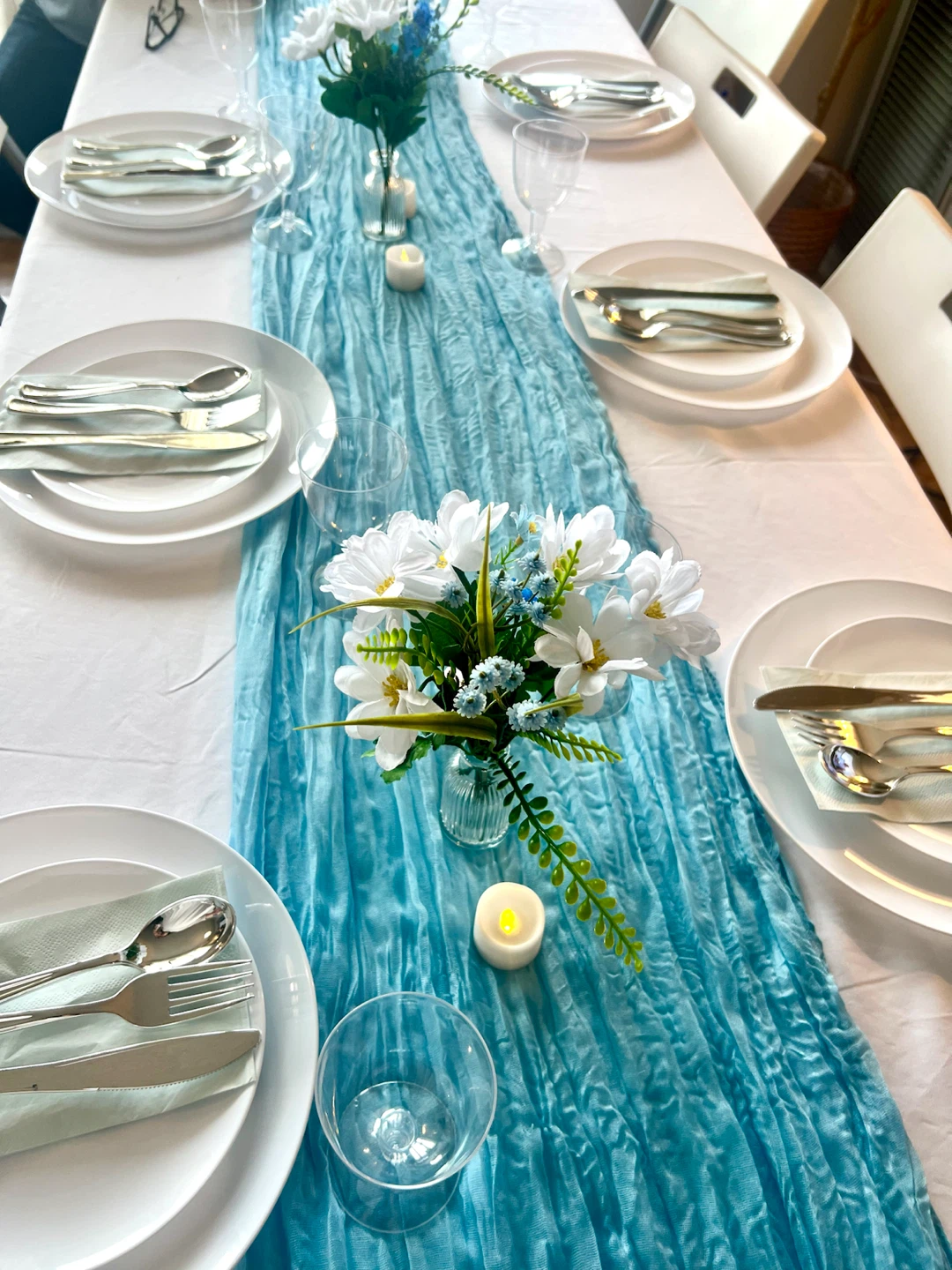 Light Blue Cheese Cloth table runners - photo 2