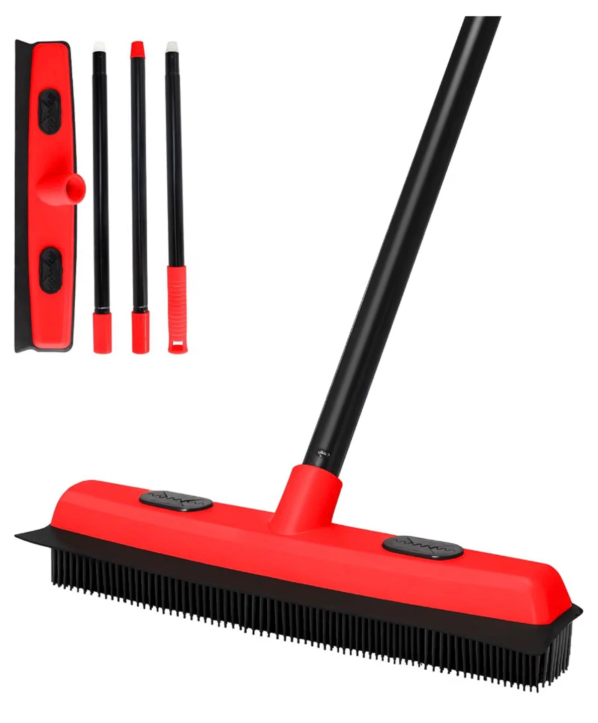 Red Rubber Broom with Squeegee