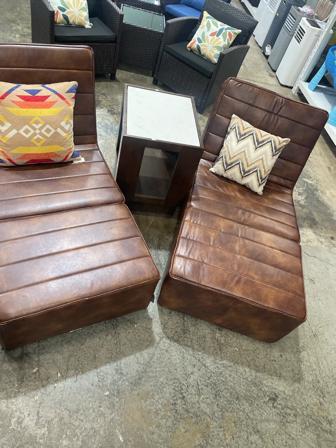 Brown Faux Leather Chaise Lounge Chair